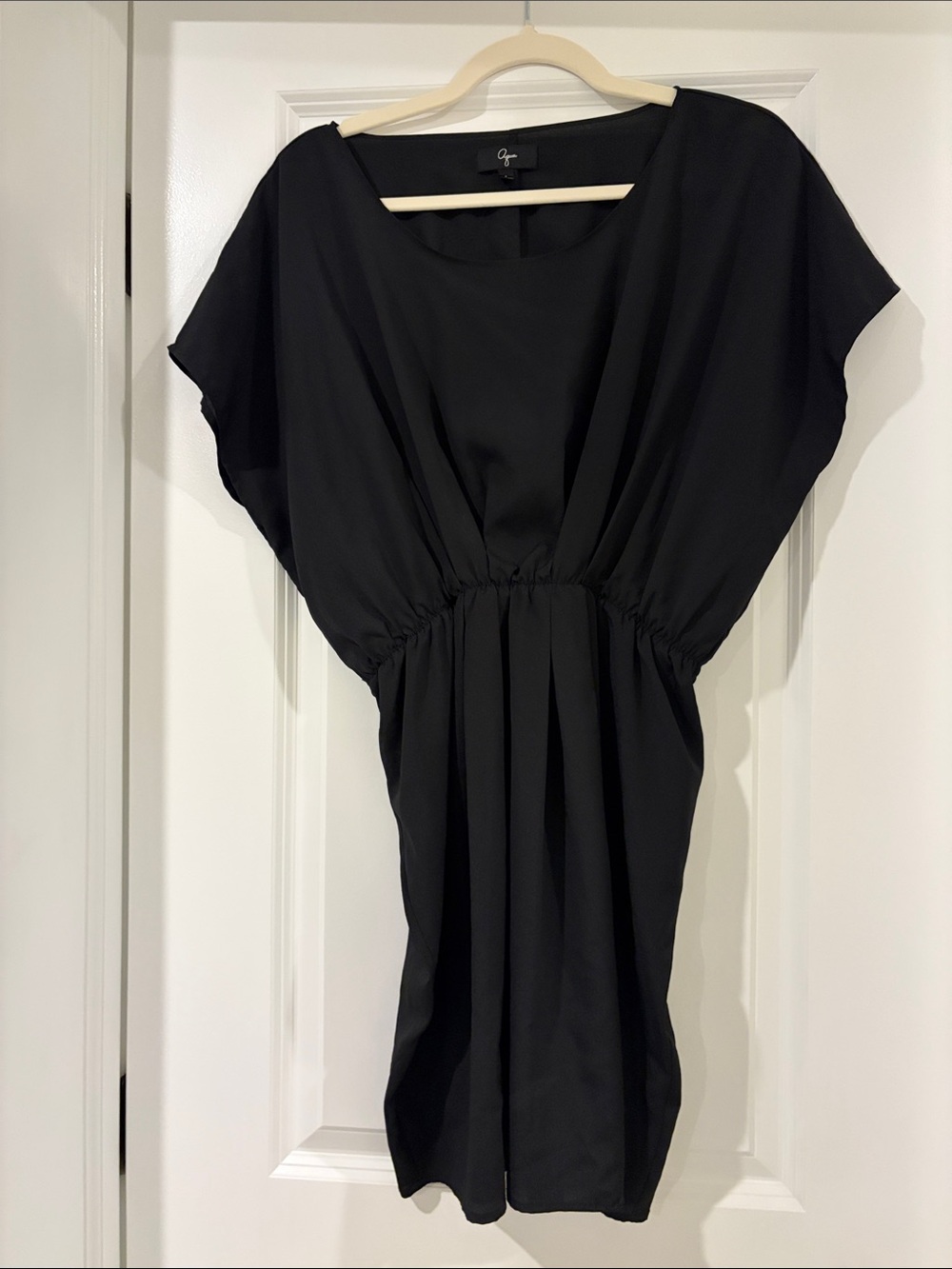 Aqua Black Cinched-Waist Dolman Mini Dress